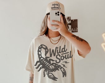Comfort Colors Oversized Graphic T-Shirt: Western Scorpion 'Wild Soul'