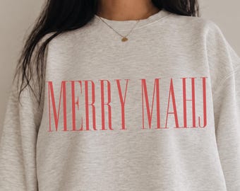 Merry Mahj Sweatshirt Mahjong Christmas Sweatshirt Funny Mahjong Gift for Women Holiday Mahjong Crewneck Mahjong Player Gift Trendy Xmas