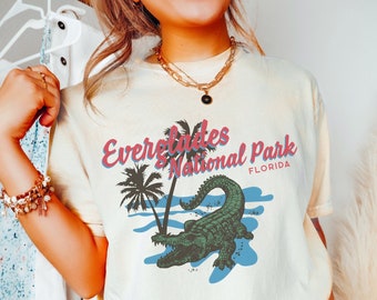 Chemise du parc national des Everglades : t-shirt à imprimé alligator de Floride Comfort Colors
