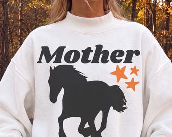 Mother Sweatshirt Western Graphic Mock Neck Retro Cowgirl Vintage Americana Cool Mom Fall Outfit Rodeo Inspired Trendy Casual Pullover Gift