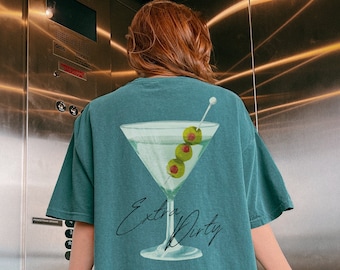 Comfort Colors Dirty Martini T-Shirt Martini Lover Gift Oversized Gift For Cocktail Lover Trendy Cool Girl Aesthetic Clean Girl Vibes Comfy