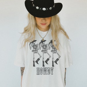 Comfort Colors Howdy Skeleton Cowboy Tee - Boho Halloween Shirt