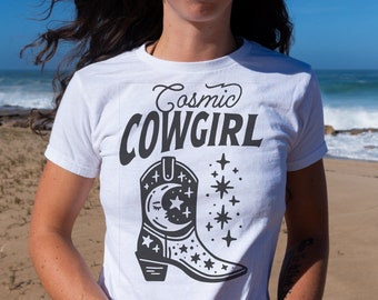 Cosmic Cowgirl Baby Modna koszulka z lat 90. Koszulka dla niemowląt Y2K Cowgirl T-shirt Vintage Western Cowgirl Estetyczna letnia koszulka Western Baby Tee