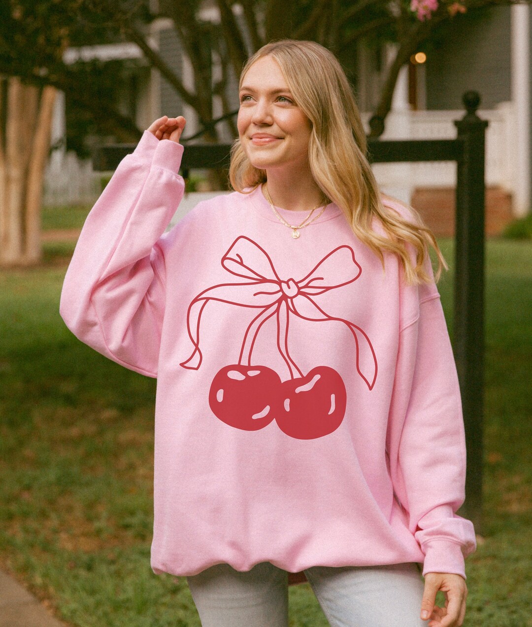 Cherry Bow Hoodie Sweatshirt