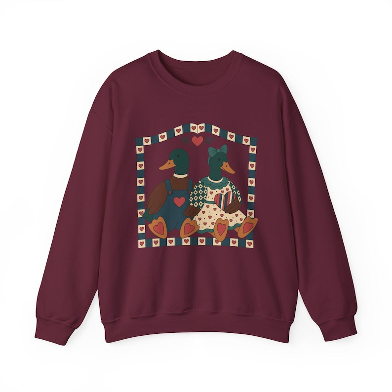 Grandma Core Duck Sweatshirt, Vintage Country Folk Crewneck, Cozy Cottagecore Pullover Cute Summer Shirt Trendy Gift image 7