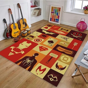 Retro Games Rug, Gaming Room Rug, Room Decor, Gamer Rug, Playing Games Rug, Old Games Rug, Computer Games Rug, Home Programmer Gift