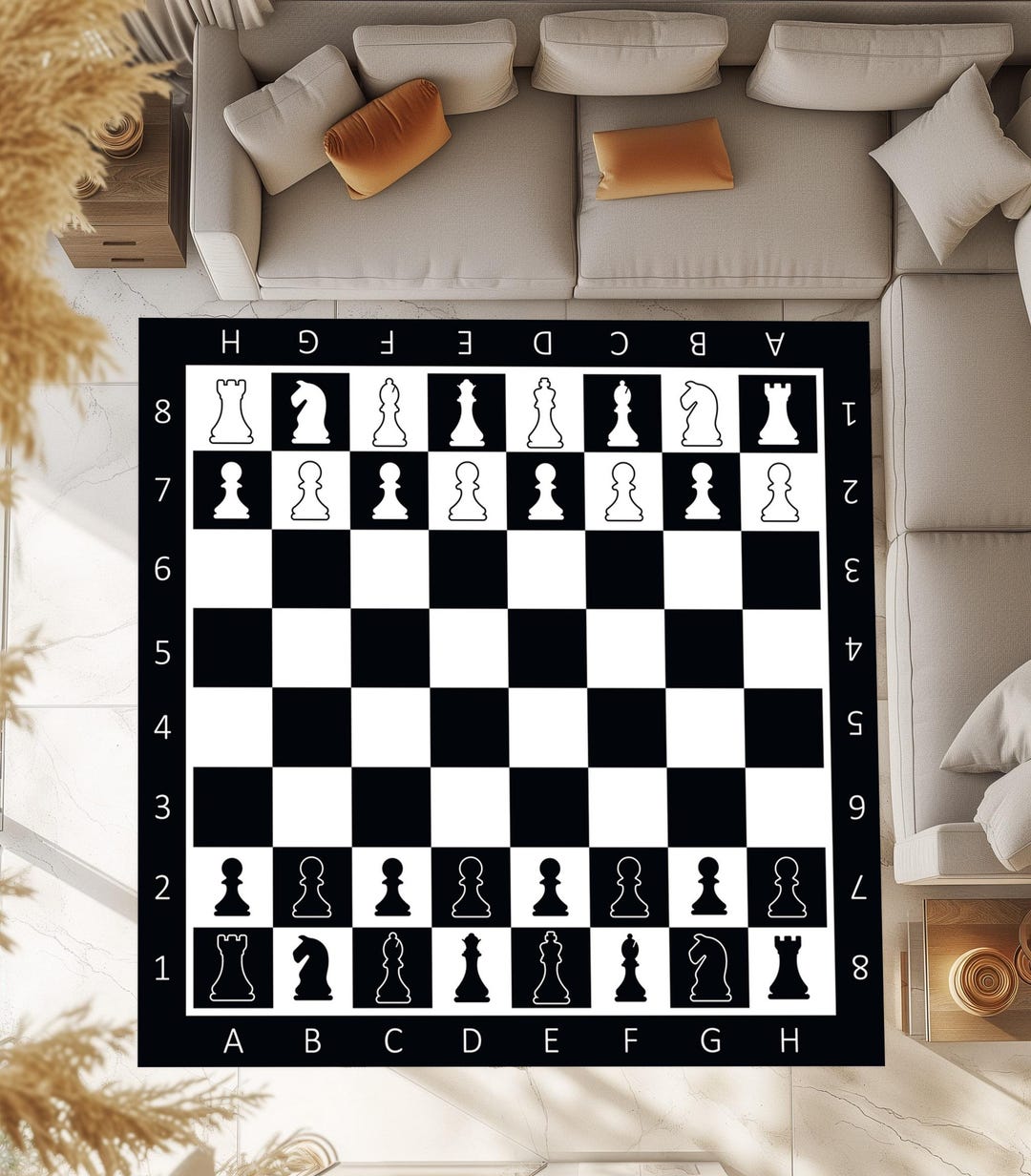 Chess Board Pattern Rug Chess Set Rug: Kids Educational Board Game Decor - Etsy