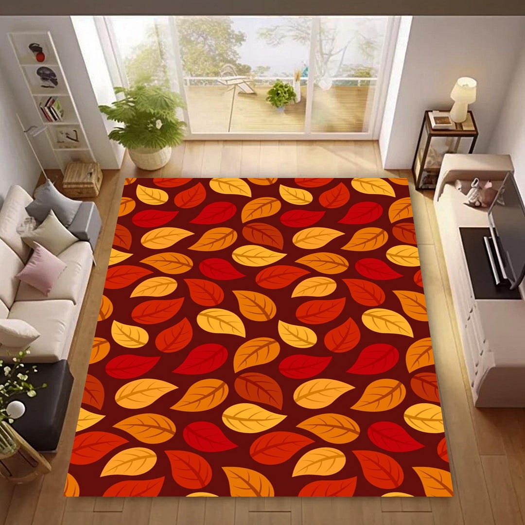 Fall Color Rug Autumn Leaves Pattern Rug, Machine Washable, Fall Decor - Etsy