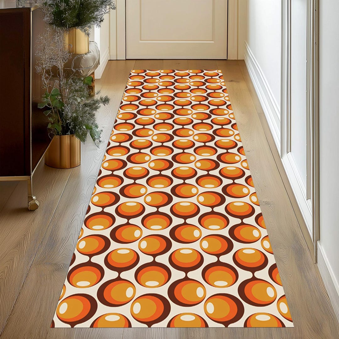 ミッドセンチュリーモダン幾何学模様ラグ：ヒッピーレトロ廊下