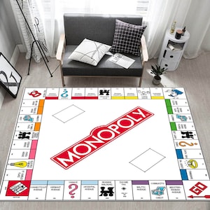 Alfombra de Monopoly, alfombra de juego, alfombra de juego de mesa, alfombra de juego, alfombras de cartas de juego, alfombra de juegos familiares, alfombra divertida, regalo para juegos, alfombra personalizada, alfombra de decoración del hogar