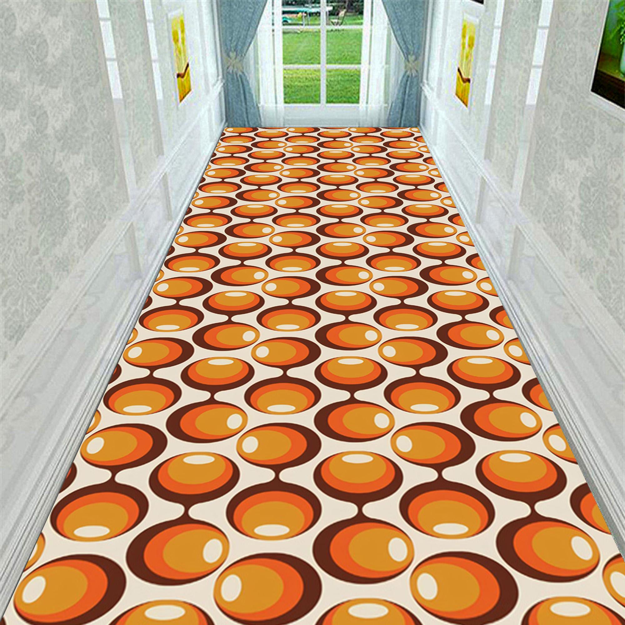 ミッドセンチュリーモダン幾何学模様ラグ：ヒッピーレトロ廊下ランナー