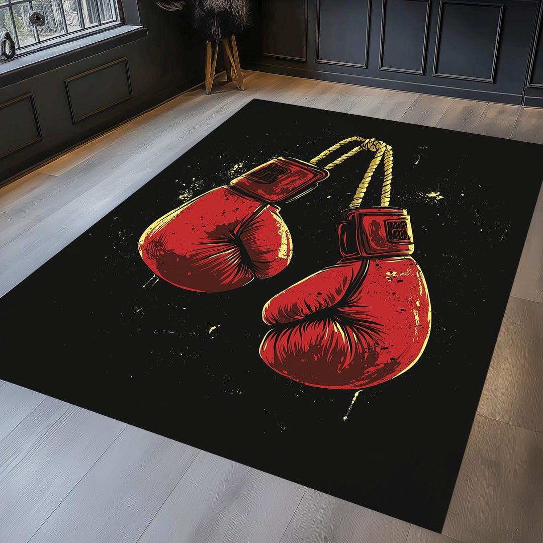 Boxing Gloves Rug: Modern Sports Decor for Game Room - Etsy