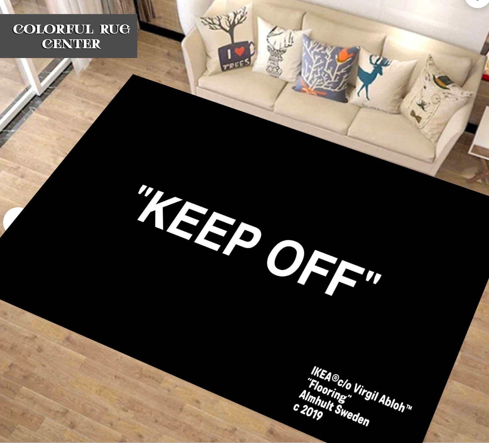 Black White Keep off Rug, Keep off Rug, Keep off Design, Home Decoration Rug,  Living Room Rug, Decorative Rug, Popular Rug 