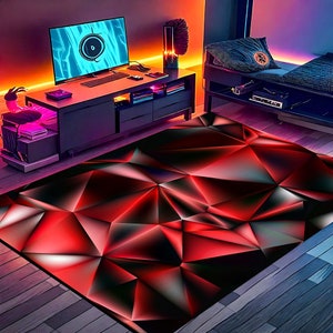 Abstract Gaming Room Rug: Neon E-Sport Style