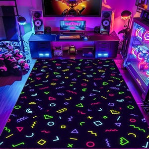 Arcade Rug,Retro Pattern Rug,Game Room Rug,E-Sport Rug,Gamer Gifts,Living Room Rug,80s 90s Style Rug,Gamer Rug,Custom Rugs,Gaming Rug