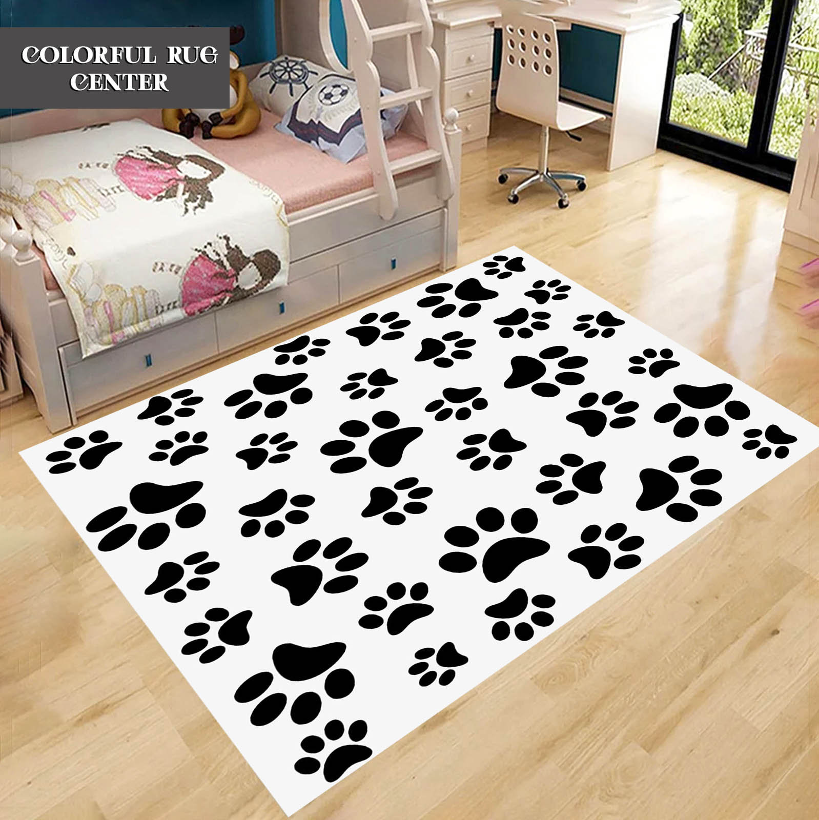 Pet Paw Print Rug: Cotton Woven Kids Room Decor - Etsy