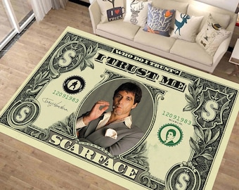 Scarface Rug, Tony Montana Dollar Design, Living Room Decor