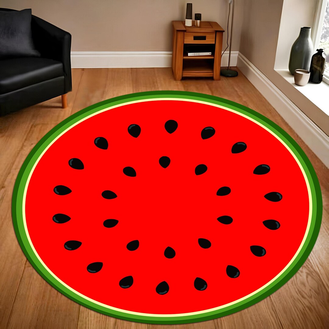 Watermelon Rug,round Kitchen Rug,kitchen Decor,living Room Rug,fruit ...