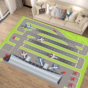 Runway Rug: Kids&#39; Airport Decor, Cotton Woven Base