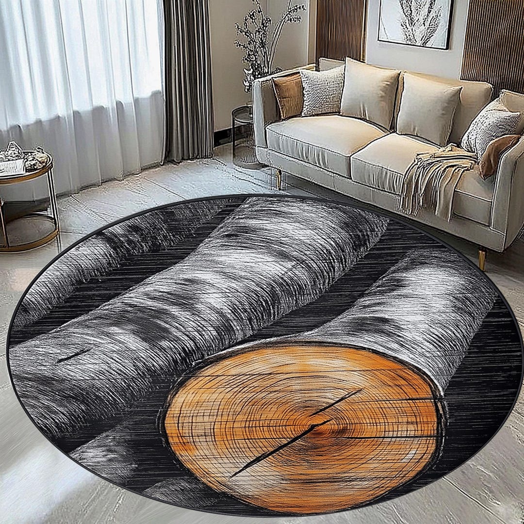 Wood Log Rug,wood Pattern Rug,wood Decor Rug,tree Stump Rug,for Living ...