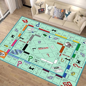 Monopoly Teppich, Spielteppich, Brettspiel, Gaming-Teppich, Spielkartenteppich, Familienspiele, lustiger Teppich, Geschenk für Spiele, Benutzerdefinierter Teppich