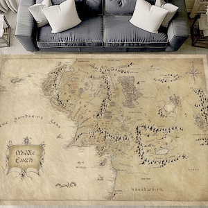 Herr der Ringe, Herr der Ringe Teppich, Herr der Ringe Karte, Teppich, Herr der Ringe Geschenk, Filmteppich, Fanteppich, Wohnzimmerteppich, Herr der Ringe Kunstkarte