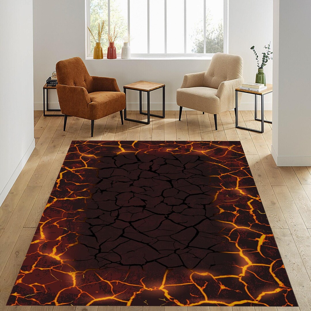 3D Lava Crack Rug, Volcano Floor Decor, Housewarming Gift - Etsy Canada