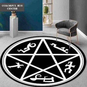 Supernatural Rug, Pentacle Symbol Rug, Devil's Trap Rug, Pentagram Patterned Rug, Supernatural Round Rug, Star Rug, Personalized Gifts