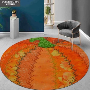 Tappeti di Halloween, tappeto zucca, tappeto decorativo di Halloween, tappeto horror, regalo di Halloween, tappeti per soggiorno, tappeto con motivo zucca, tappeto rotondo