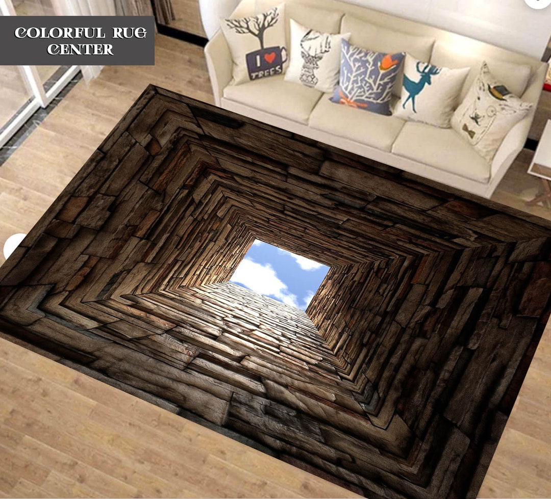 Tunnel Rug, Optical Illusion Rug, Illusion Rug, Rectangular Illusion