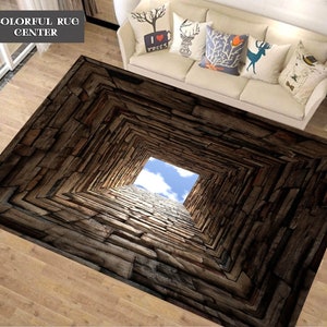 Tunnel Rug, Optical Illusion Rug, Illusion Rug, Rectangular Illusion Rug, Vortex Illusion Rug, 3D Effect, For Living Room Rug