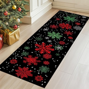 Snowflake Rug,Merry Christmas Rug,Christmas Rug,Christmas Gift,NewYear Rug,Holiday Rug,Christmas Decor,Xmas Rug,Christmas Pattern Runner