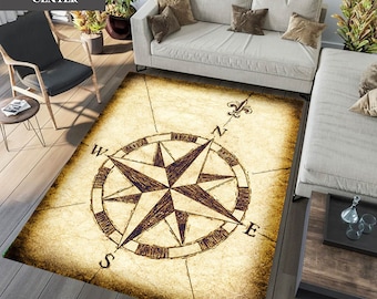 Compass Decor Rug, Compass Rug, Custom Rug, Gift For Her, Home Decor Rug, Living Room Rug, Area Rug, Modern Rug, Popular Rug