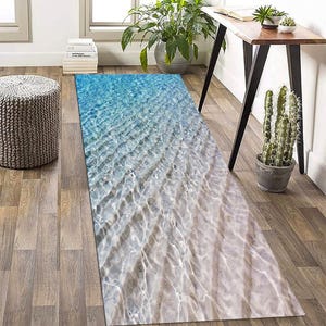 Wavy Sea Runner Rug: Non-Slip Cotton Woven Hallway Decor