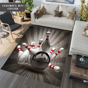 Bowling Ball & Pins Rug: Sports Club Decor
