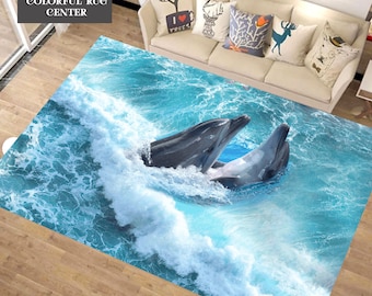 3D Dolphin Rug: Ocean Sea Animal Nautical Decor