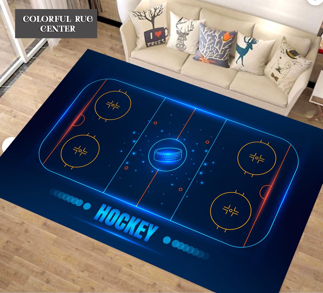 Hockey Rug, Hockey Field Rug, Gift for Him, Kids Room Rug, Sport Rug ...