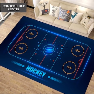 Alfombra de hockey, alfombra de campo de hockey, regalo para él, alfombra para habitación de niños, alfombra deportiva, regalo de hockey, alfombra para habitación de niño, alfombra de área, alfombra para sala de juegos, alfombra para sala de estar
