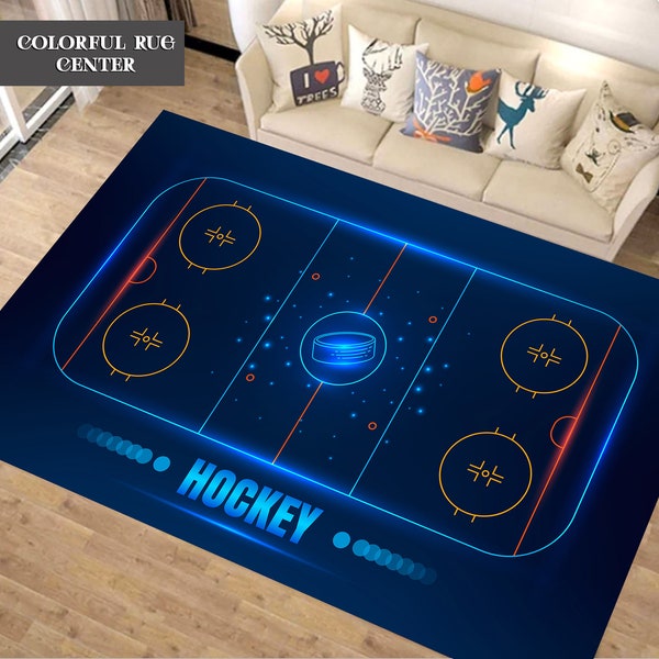 Hockey Rug, Hockey Field Rug, Gift For Him, Kids Room Rug, Sport Rug, Hockey Gift, Boy Room Rug, Area Rug, Game Room Rug, For Living Rug