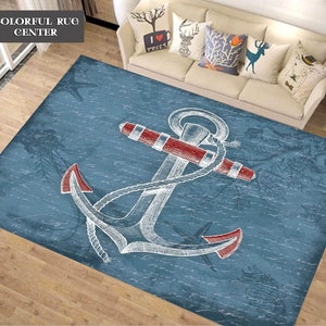 Nautical Rug, Nautical, Ship Anchor, Kids Room Rug, Home Decor Rug, For Living Room Rug, Kids Decor, Children Rug, Custom Room Rug