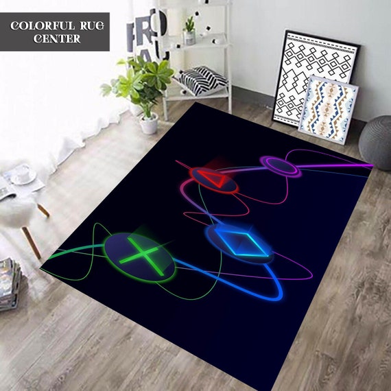 Playstation Symbol Rug, Gamer Room Decor, Cotton Woven - Etsy Canada