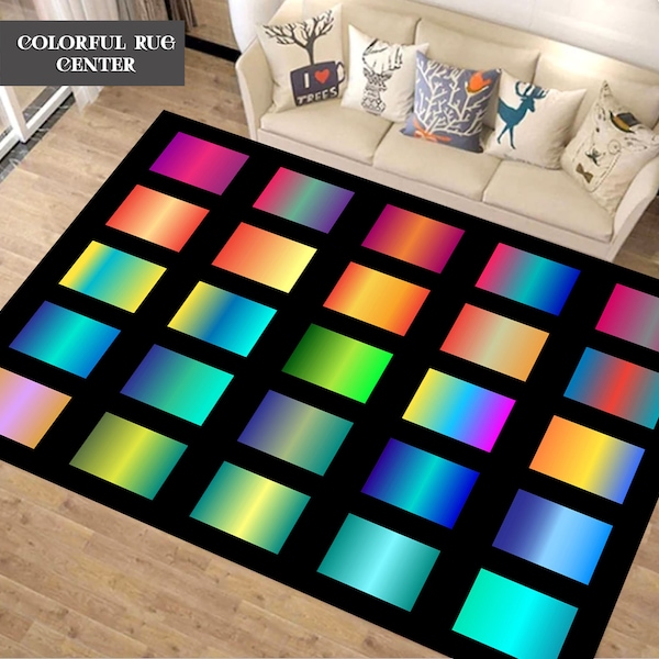 Colorful Rainbow, Rainbow Rug, Rainbow, Rainbow Gift, Living Room Rug, Area Rug, Housewarming Gift, Non Slip Rug, Home Decor, Art Rug