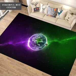 Planet Rug, Space Rug, Neon Galaxy Rug, Kids Rugs, Area Rug, For Living Room Rug, Space Floor Rug, Housewarming Gift, Custom Rug