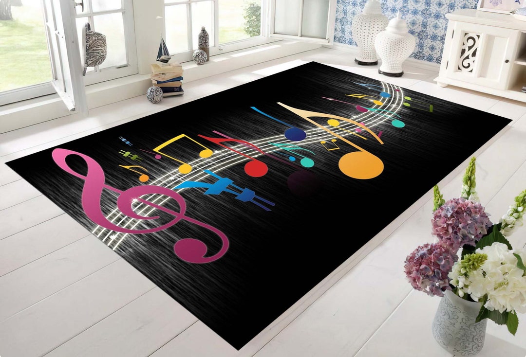 Personalized Rug, Musical Rug, Notes Printed Rug, Music Lovers Rug ...