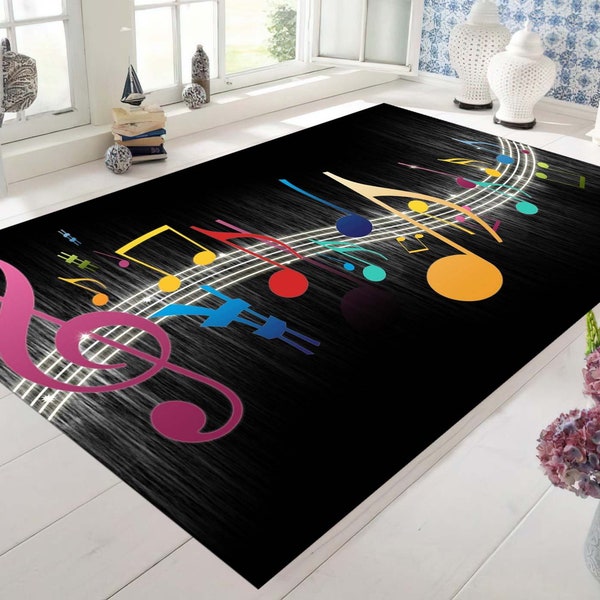 Personalized Rug, Musical Rug, Notes Printed Rug, Music Lovers Rug, Gift For Music Lovers, Housewarming Gift, Gift For Him, Gift For Her