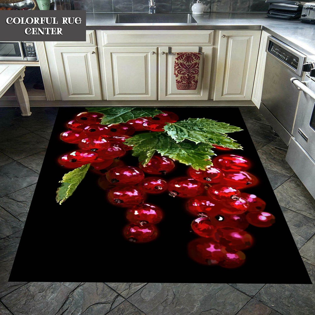 Kitchen Rug Fruit Rug Grape Pattern Rug Kitchen Decor Etsy