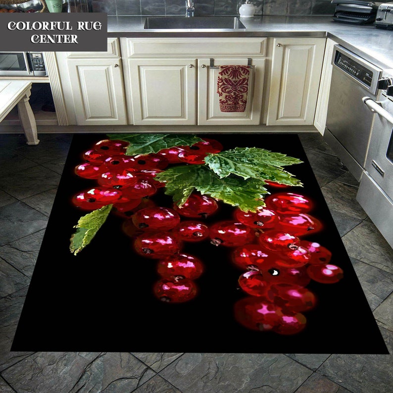 Kitchen Rug Fruit Rug Grape Pattern Rug Kitchen Decor Etsy