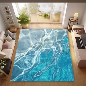3D Ocean Wave Rug: Nautical Decor, Summer Living Room Rug