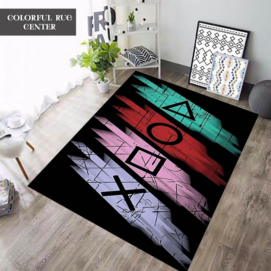Playstation Rug Gaming Rug Game Room Decor Gamer Gifts Etsy