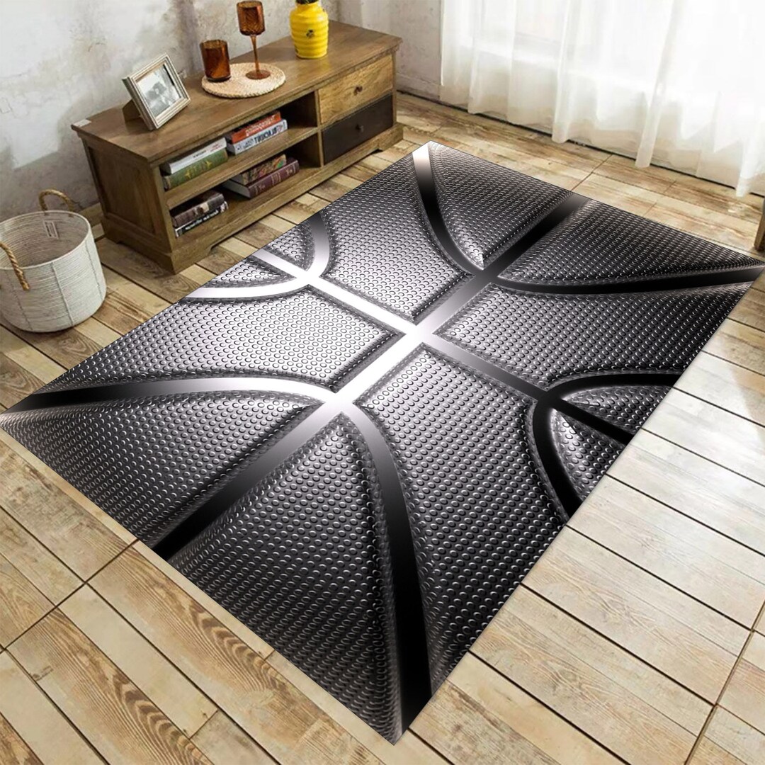 Basketball Area Rug: Modern Sport Rug, Boys Room Decor - Etsy